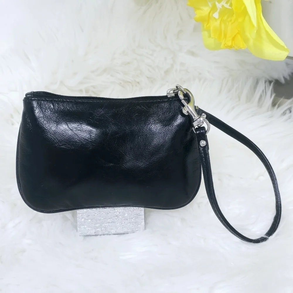 Coach black leather wristlet